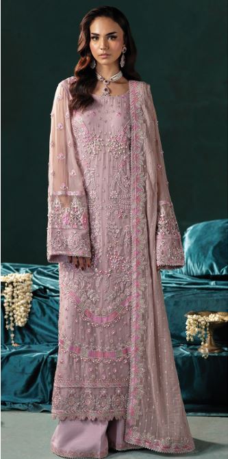 MEERAL BY SAAD SHAIKH D-007 Embroidered Hand Embellished  Chiffon Suit With Embroidered Chiffon  duppata