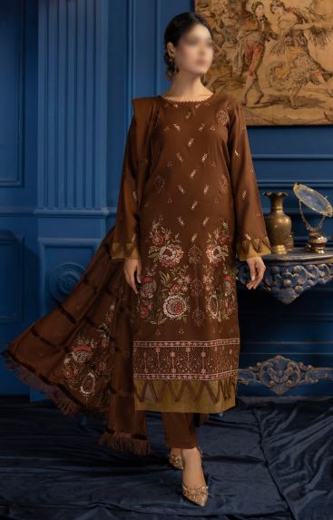 AZURE V/1 D-05 Dhanak Pashmina Embroidery Suit With Pashmina Velvet Embroidery Shawl