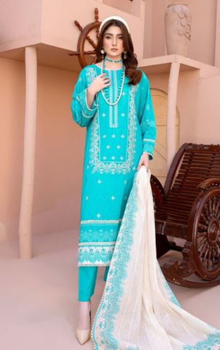 Lawn Embroidery suit with fancy Dupatta