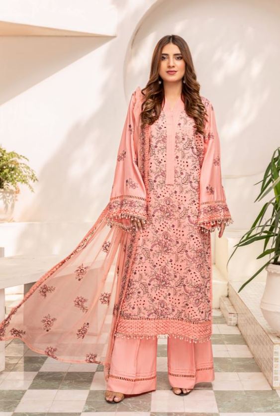 SANAM SAEED Luxury Viscose Embroidery Suit with Chiffon Embroidery Dupatta