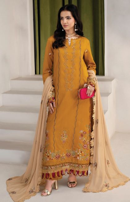 ELLENA HUMDUM 07 Premium Embroidered Viscose Collection with Heavy Embroidered Chiffon Dupatta.