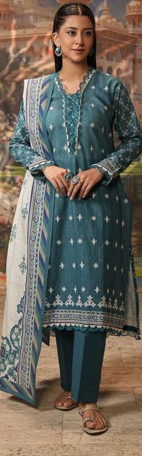 WUW24E20350 Digital Printed Embroidered  Khaddar Suit 2pc