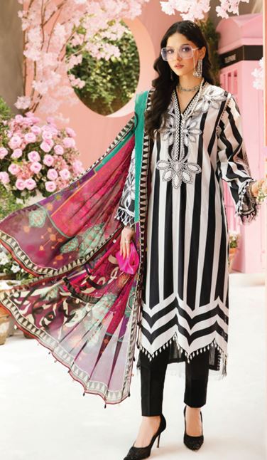 M PRINTS V/26 9B Lawn Embroidery Suit With Fancy Dupatta