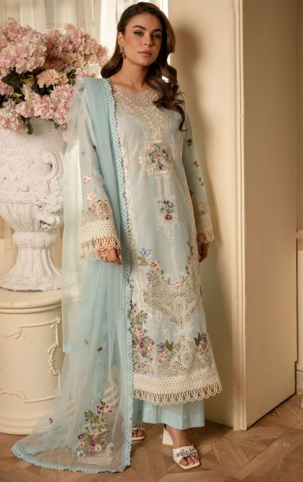 REET THAMES WHISPERING Embroidered Lawn Suit With Embroidered Dupatta 3 pc