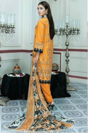 Viscose embroidery suit with chiffon dupatta