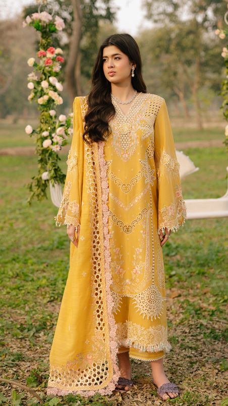 FREESIA BIN ILYAS 104 A Dyed Lawn Borer Embroidered Shirt With Dyed Embroidered Dupatta 3 PC