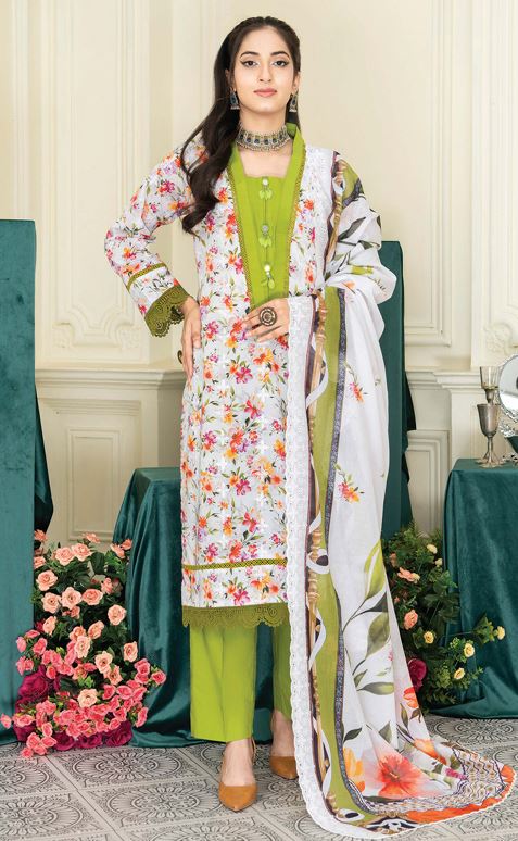 MASHAAL RA 07 Lawn Embroidery Suit With Voil Embroidery Dupatta