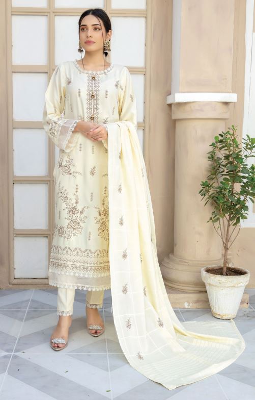 V/1734 D-07 Pashmina Embroidery suit with Pashmina Embroidery Shawl