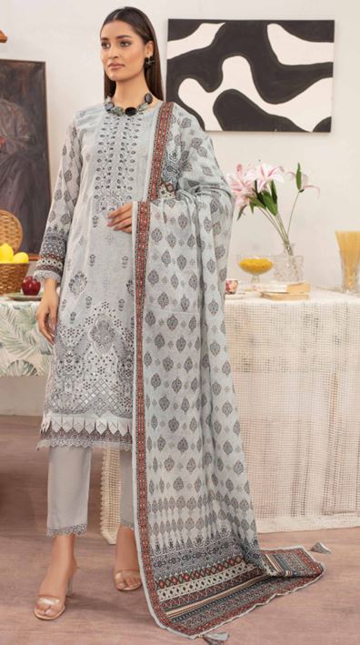 EMBELLISH AALAYA V/5 07 Lawn Aplic Work Embroidery Suit With Stripe Dupatta