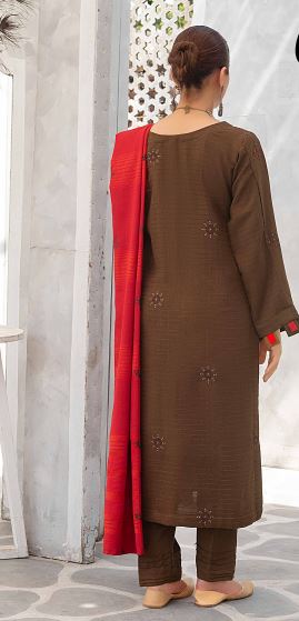 Pashmina Embroidery suit with contrast Pashmina Embroidery Shawl