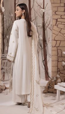 IRINA HUMDUM 07 Premium Embroidered P E A C H  W O O L Collection with Embroidered Same Fabric Shawl