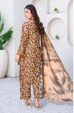 Allover print bana Dora viscose print suit with slub dupatta