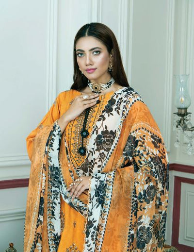 Viscose embroidery suit with chiffon dupatta