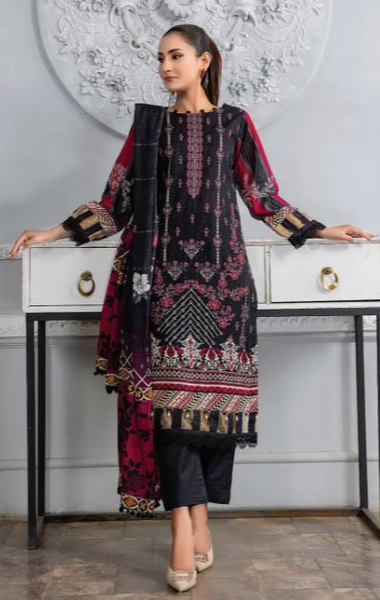 Digital print Lawn embroidery suit with voil lawn print dupatta