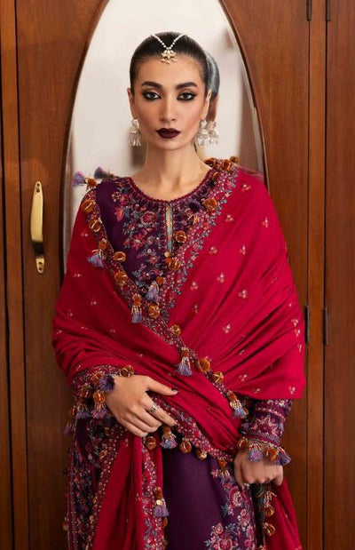 Embroidered Karandi Suit With Embroidered Shawls 3PC