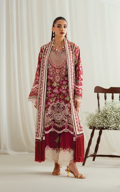 ERES BONITA BIN ILYAS 1107 B Embroidered  Viscous Printed Suit  With Digital Printed  Chiffon Dupatta