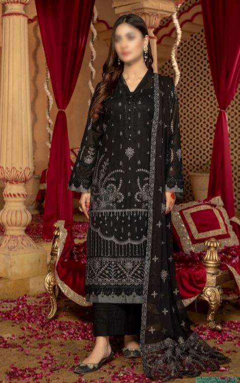 Swiss Lawn embroidery suit with chiffon embroidery dupatta.