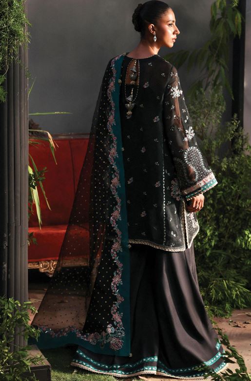 LA FUCHSIA AFROZEH LAROSEA ALF-25-V1-07 EMBROIDERED KHAADI NET SUIT WITH EMBROIDERED DUPATTA
