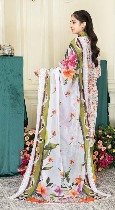 MASHAAL RA 07 Lawn Embroidery Suit With Voil Embroidery Dupatta