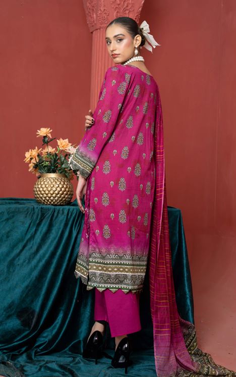 Lawn Embroidery suit with fancy Dupatta