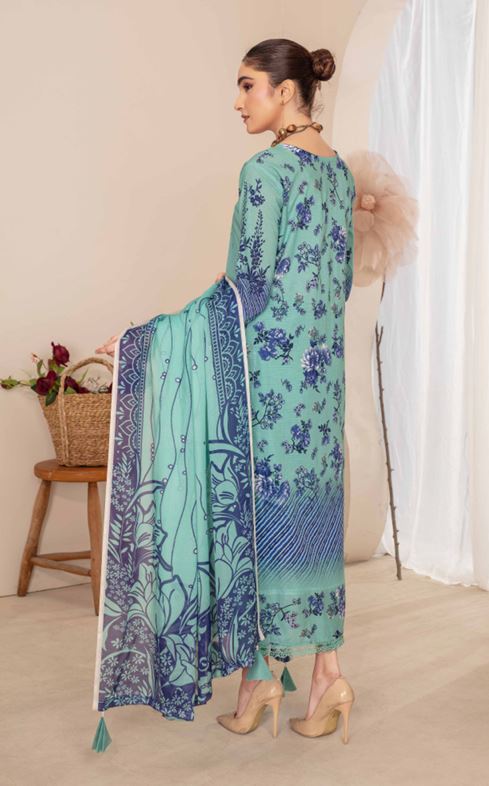 COLOR STORY ZM V/191 07 Digital Printed Check Lawn Shirt With Digital Diamond Dupatta