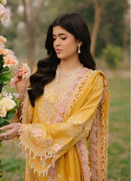 FREESIA BIN ILYAS 104 A Dyed Lawn Borer Embroidered Shirt With Dyed Embroidered Dupatta 3 PC