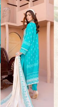 Lawn Embroidery suit with fancy Dupatta