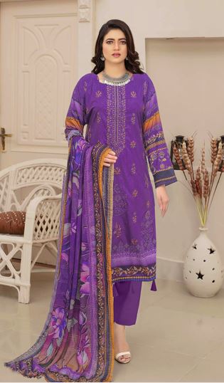 BLOSSOM V/2 03 Viscose embroidery suit with viscose print dupatta