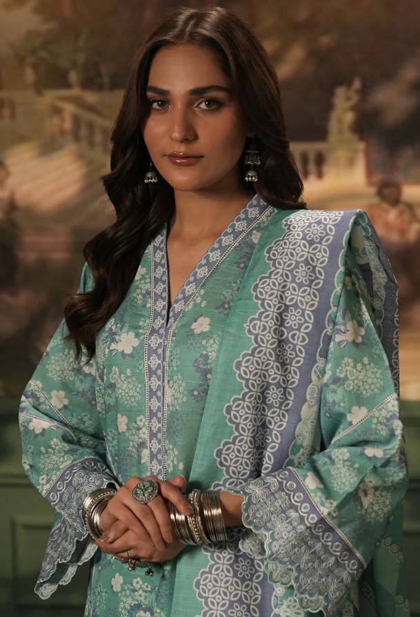 WUW24E20351 Digital Printed Embroidered  Khaddar Suit 2pc