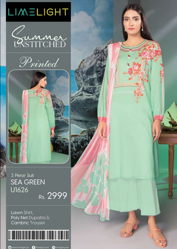 LIMELIGHT Lawn SUIT 3PC Printed Unstitched Summer&