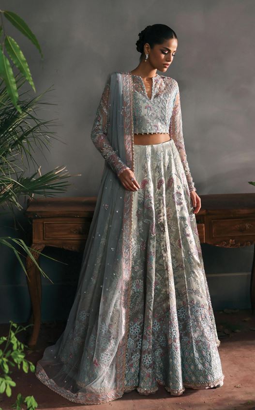 LA FUCHSIA AFROZEH ELANORA ALF-25-V1-08 EMBROIDERED AQUA NET SUIT WITH EMBROIDERED DUPATTA