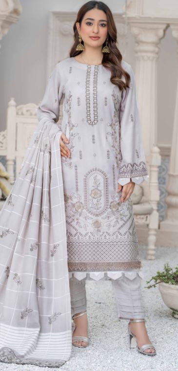 V/1711 D-08 Pashmina Embroidery suit with Pashmina Embroidery Shawl