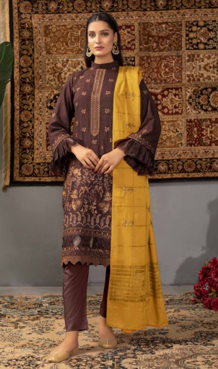 Pashmina Embroidery suit with contrast Pashmina Embroidery Shawl