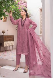 Mehwish RA 08 luxury embroidered karandi shirt with embroidered stitch patch crinkle duppata