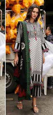 COMBINATION CHARIZMA CCW6-08 Linen Embroidery Suit with Irish Linen Shawl