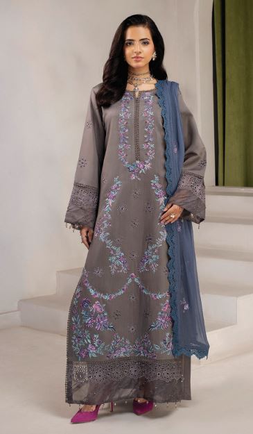 ELLENA HUMDUM 08 Premium Embroidered Viscose Collection with Heavy Embroidered Chiffon Dupatta.