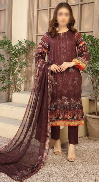 AKAASH FATIMAS V/1975 08 Lawn Embroidery Suit With Chiffon Dupatta
