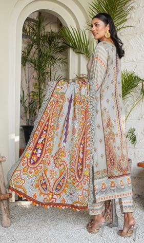 ICON RANGOLI MR 08 Print ChickenKari Lawn Embroidery Suit With Lawn Embroidery Dupatta