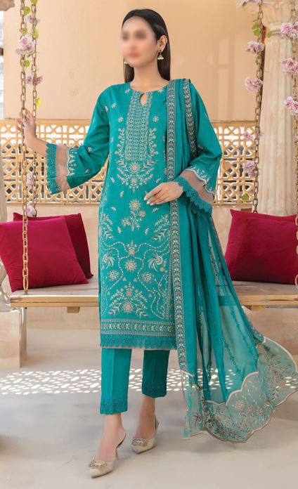 ANDLEEB FATIMAS V/1837 08 Supreme Slub Lawn Embroidery Suit With Fancy Chiffon Embroidery Dupatta