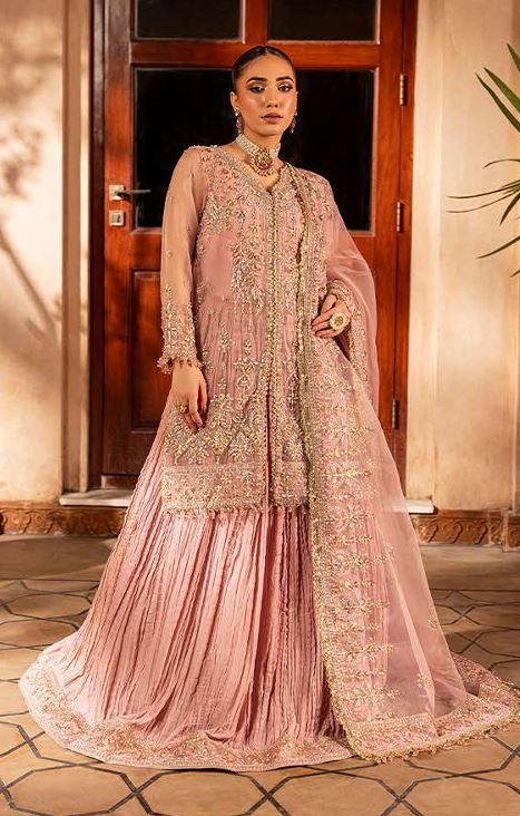 AYLIN MAUVE MIST HAND EMBELLISHED ORGANZA SUIT WITH CHIFFON DUPATTA