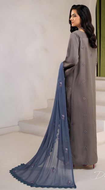 ELLENA HUMDUM 08 Premium Embroidered Viscose Collection with Heavy Embroidered Chiffon Dupatta.