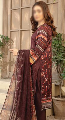 AKAASH FATIMAS V/1975 08 Lawn Embroidery Suit With Chiffon Dupatta