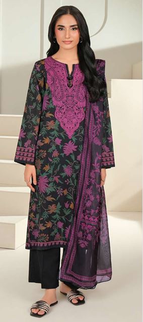 U4275 BLACK Printed Cambric Suit 2pc