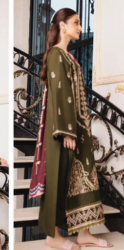 SERENE HUMDUM 08 Premium Embroidered  DHANAK Collection with Printed Wool Shawl