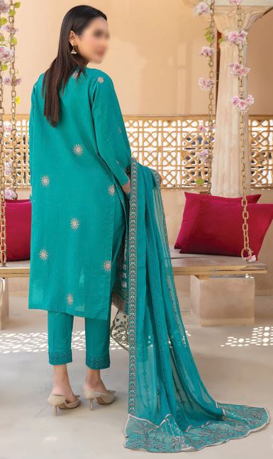 ANDLEEB FATIMAS V/1837 08 Supreme Slub Lawn Embroidery Suit With Fancy Chiffon Embroidery Dupatta