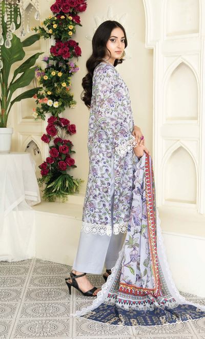 MASHAAL RA 08 Lawn Embroidery Suit With Voil Embroidery Dupatta