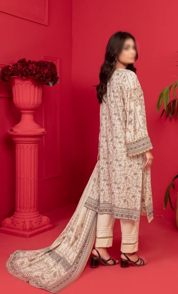 Pashmina Embroidery suit with Print Shawl