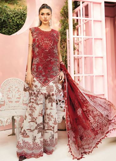 M PRINTS V/26 8A Lawn Embroidery Suit With Fancy Dupatta