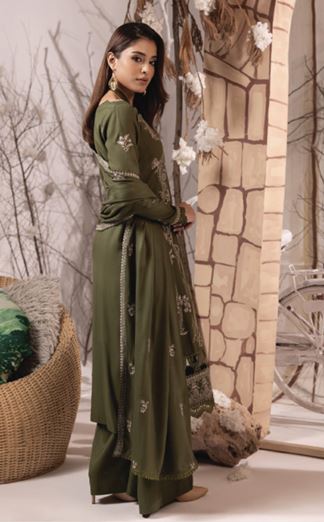 IRINA HUMDUM 08 Premium Embroidered P E A C H  W O O L Collection with Embroidered Same Fabric Shawl