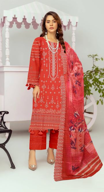 ZARKA V/2 01 Doria Viscose embroidery suit with chiffon embroidery cut work dupatta